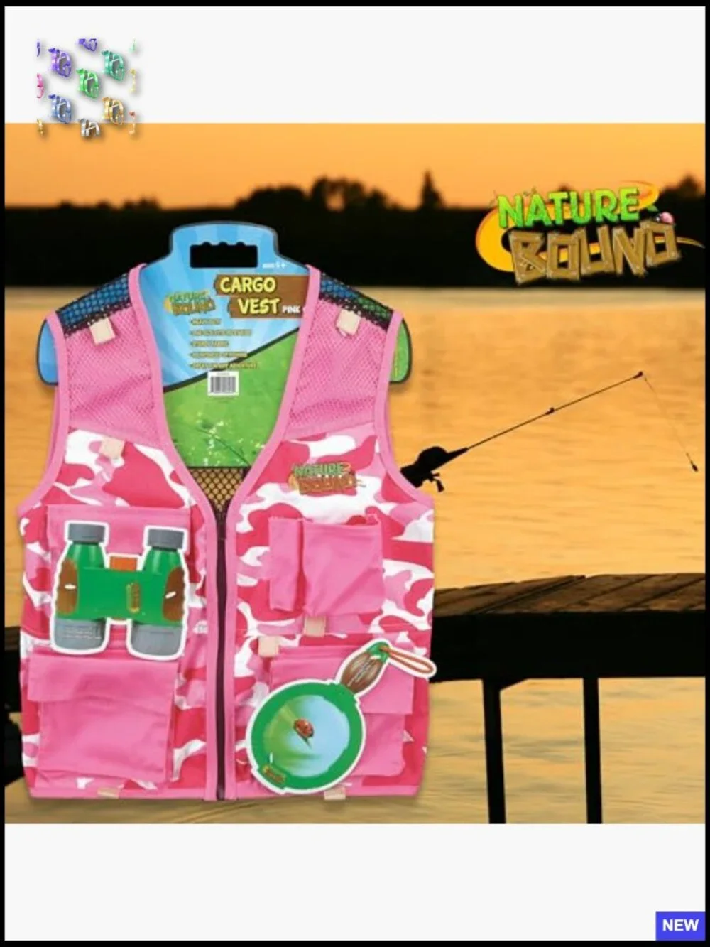 Kids Cargo Vest Pink Camo Outdoor Adventure Play Costume Lightweight Breathable